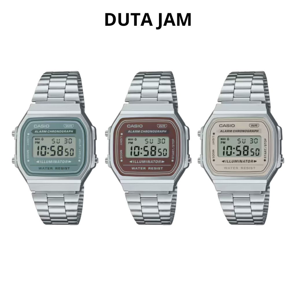 JAM TANGAN UNISEX CASIO A168WA A 168 WA DIGITAL STAINLESS ORIGINAL