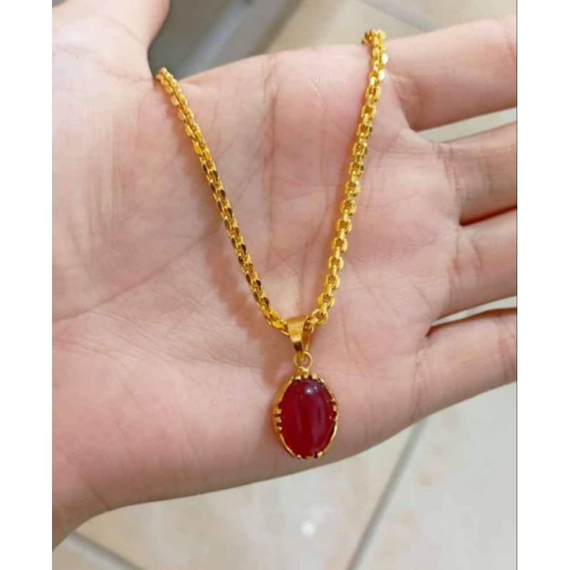 Kalung Nuri Liontin Batu Permata Merah ANTI KARAT