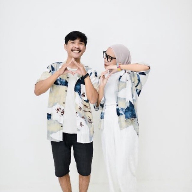 LOWESHOP KEMEJA COUPLE RAYON MOTIF ABSTRAK PREMIUM MARBLE KEMEJA OVERSIZE PRIA DAN WANITA