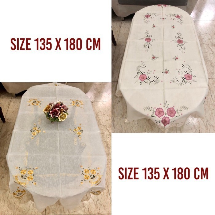 Taplak meja makan Oval/Lonjong bahan kain