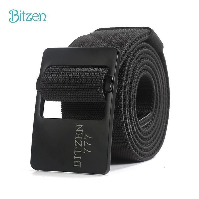 Reyfashion Store BITZEN Ikat Pinggang Pria Nylon Canvas Berkualitas Premium Belt 777 - Hitam
