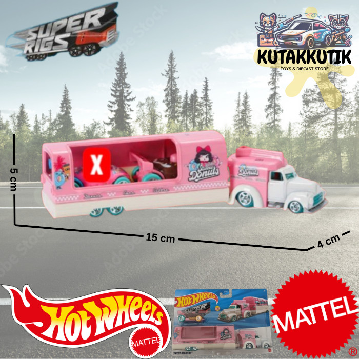 Hotwheels Super Rig Mobil Truk Trailer Angkut Mobil Sweet Delivery Donut Driver