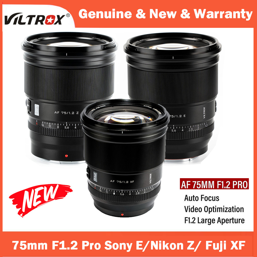 VILTROX 75mm F1.2 Pro E/Z/XF Lensa Prima APS-C Aperture Besar Auto Fokus Untuk Kamera Sony E-mount, 