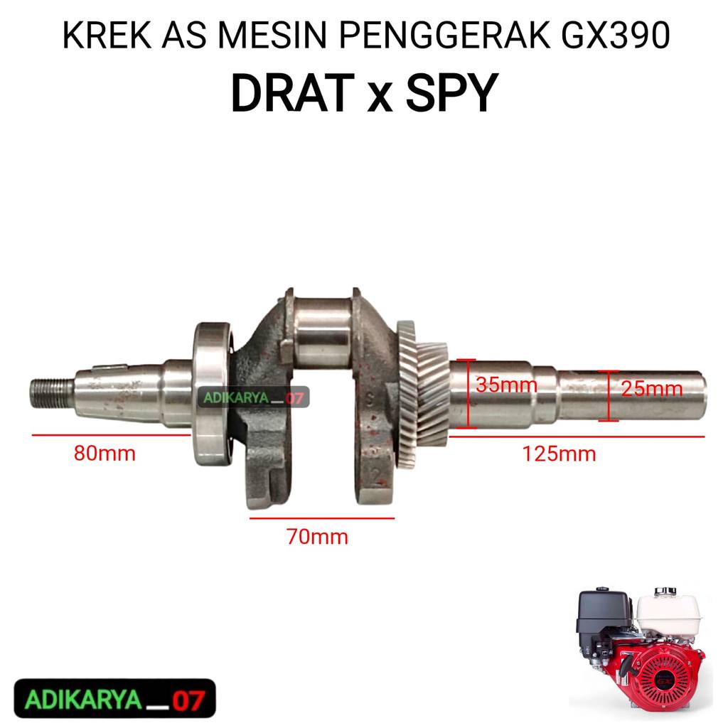 Kruk As Mesin Penggerak Bensin GX390 Krek As CrankShaft Assy 13Hp GX390 Crankshaft As Kruk DRAT - SP