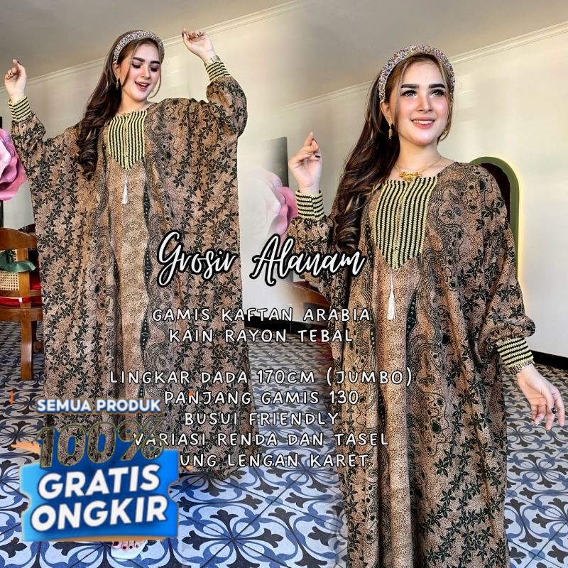 GAMIS KAFTAN SAUDIA ARABIA MAROKO - GAMIS SULTAN TERBARU 2023 BAHAN RAYON TEBAL LD 170PANJANG 130 JU