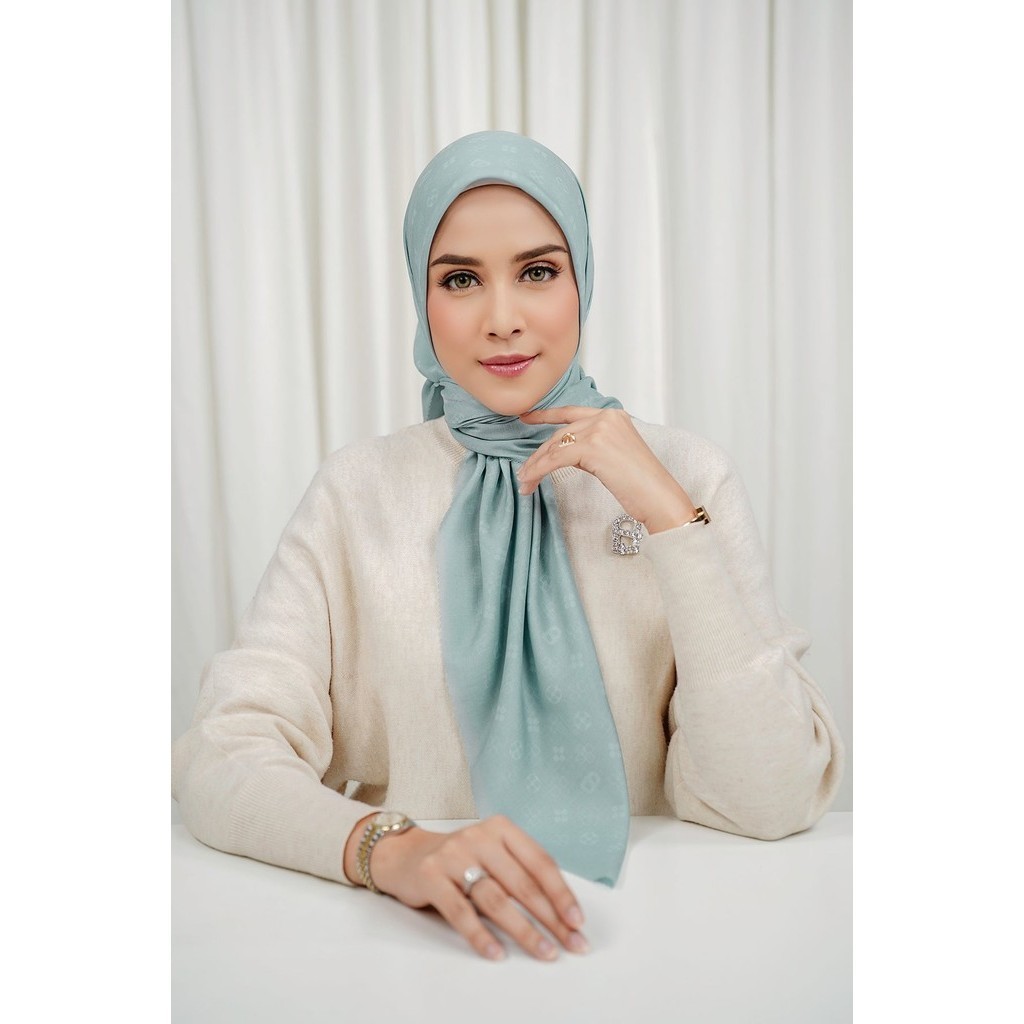Buttonscarves Monogram Voile Square XL - Aqua