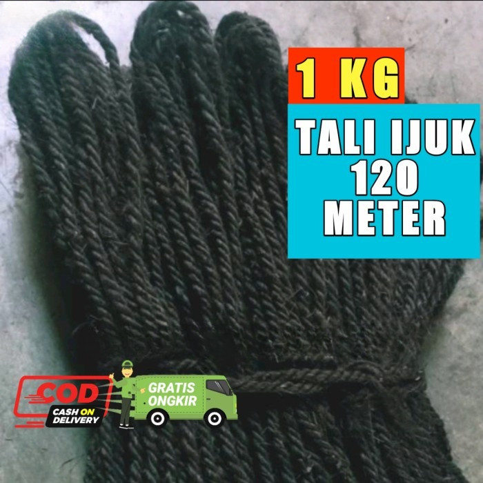 HEMAT.. 1 KG 120 Meter Tali Ijuk Hitam Super Halus Tali Pengikat Rumah Bambu Gazebo (Griya Taman Sto