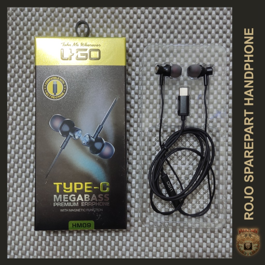 [HM-09] HEADSET / HEADPHONE / EARPHONE / HANDSFREE  MEGA BASS TYPE C - UGO/LIGO