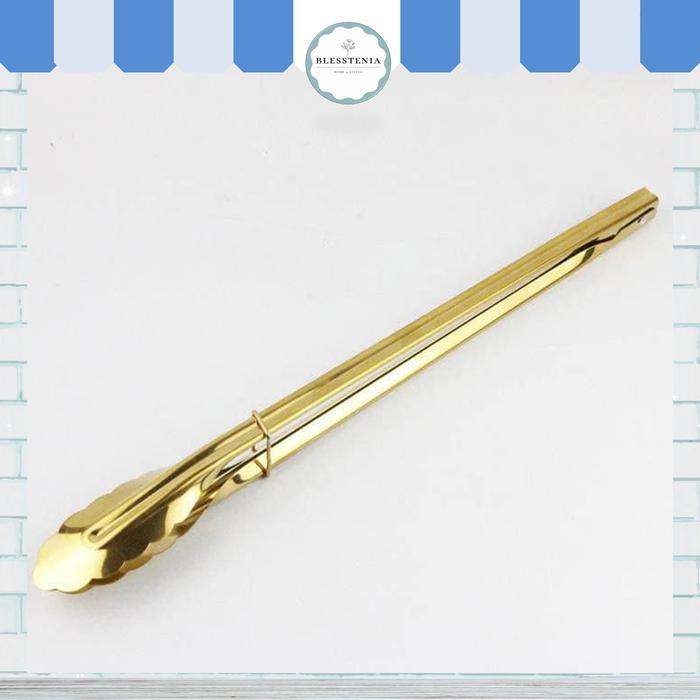Jepitan Capitan Kue Model Panjang Gold Stainless Steel Food Clip