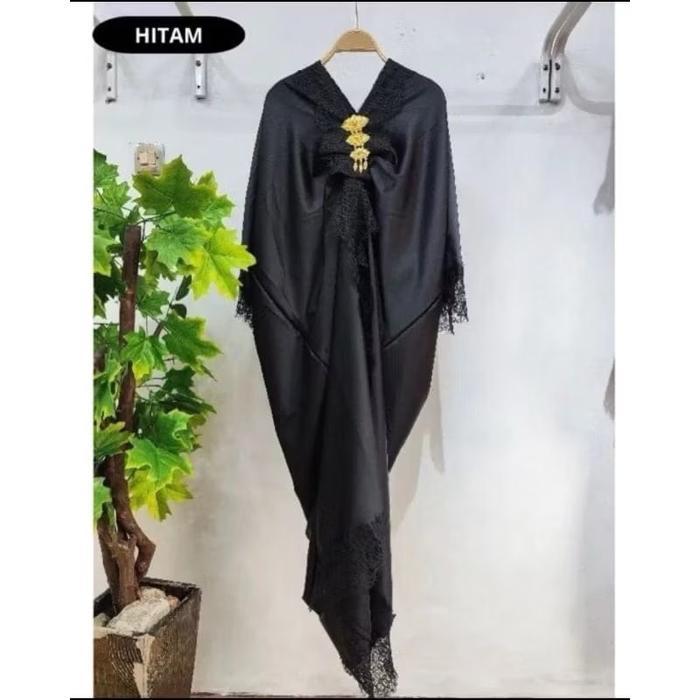 Kaftan polos satin velvet premium Wanita- Kaftan pesta, kondangan - Hitam, S