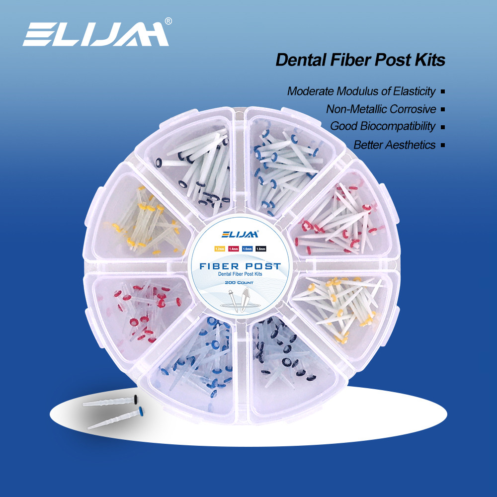200Pcs/Box ELIJAH Dental Fiber Post Drills Screw/Straight Post Quartz Glass Thread Pile Kit Root Can