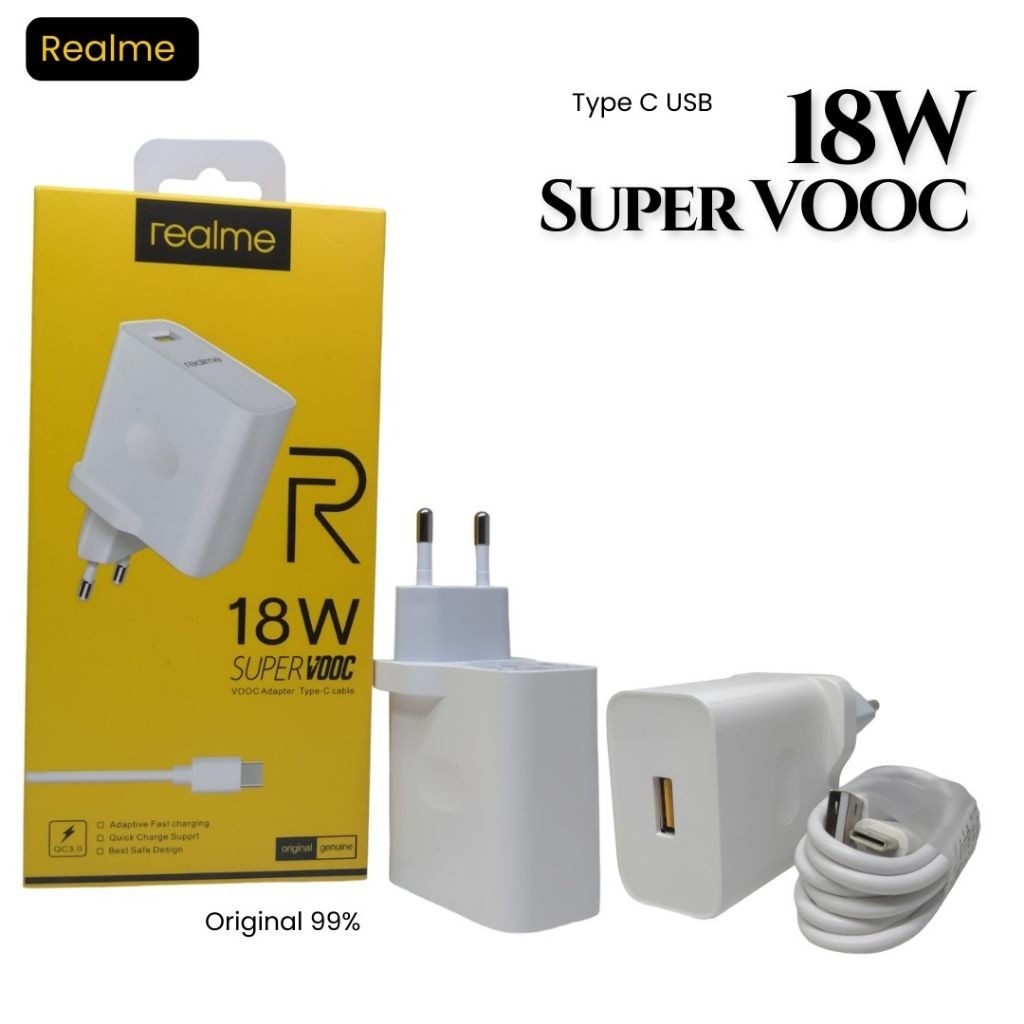 Realme / Travel Charger Cashan Premium Max Ori 99% Realme 18W Fast Charging DART - Type C