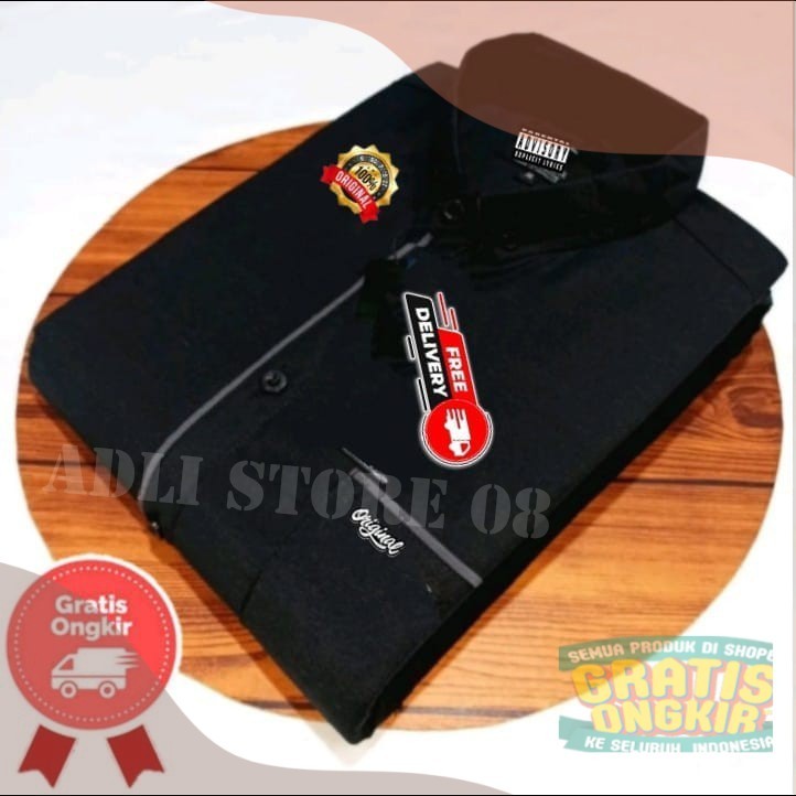 kemeja polos lengan pendek pria - kemeja polos motif list lengan pendek pria - kemeja kantor polos l