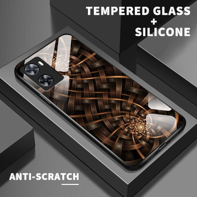 Kaca Glass Case OPPO A57 4G A52 A53 2020 A53s A54 A54s A55 5G A55s A56 A57s A57e A58 A59 Silikon Bac