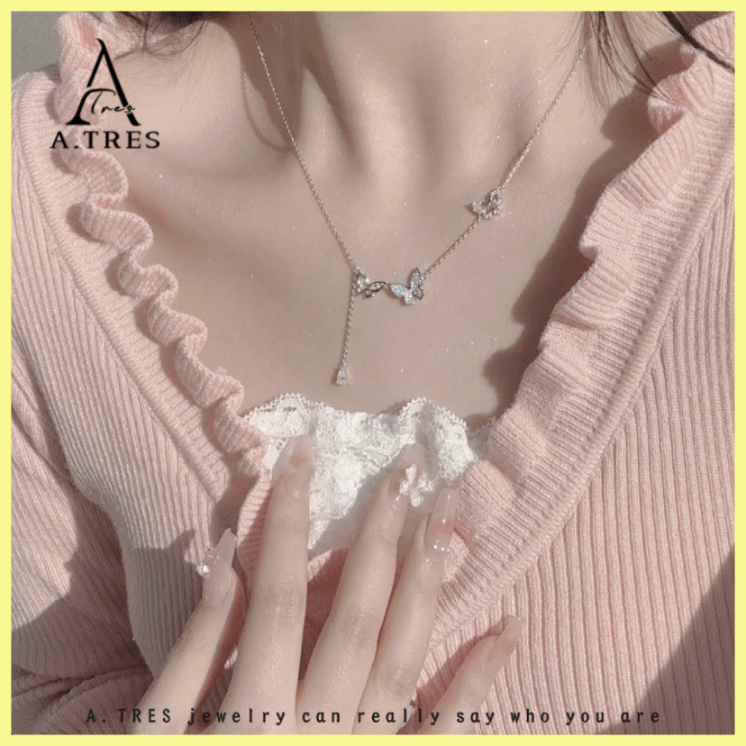 Kalung Titanium Kupu Kupu Kalung Kupu Kalung Titanium Wanita Anti Karat Asli Kalung Titanium Asli Ka