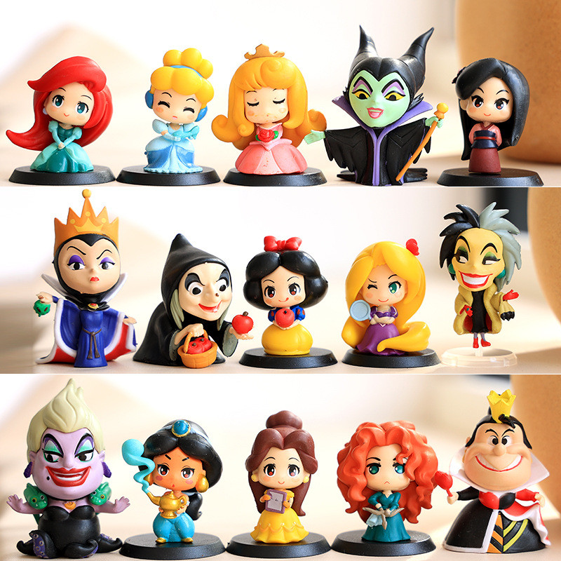 9pcs 6pcs sney Movie Maleficent Petit Villa Descents 2 Cruella De Vil Queen Action Figure Model Gift