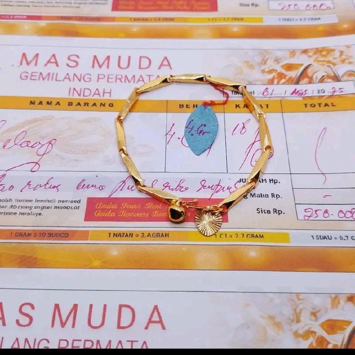 perhiasan wanita emas muda gelang tangan motif padi