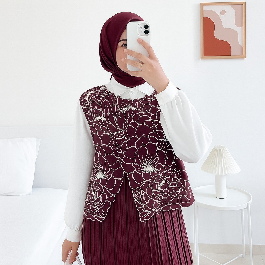 Luxvera —— (Real Picture) Roseta Top Korean Look Vest Bordel Bahan Shakila Fashion Roseta Blouse Tre
