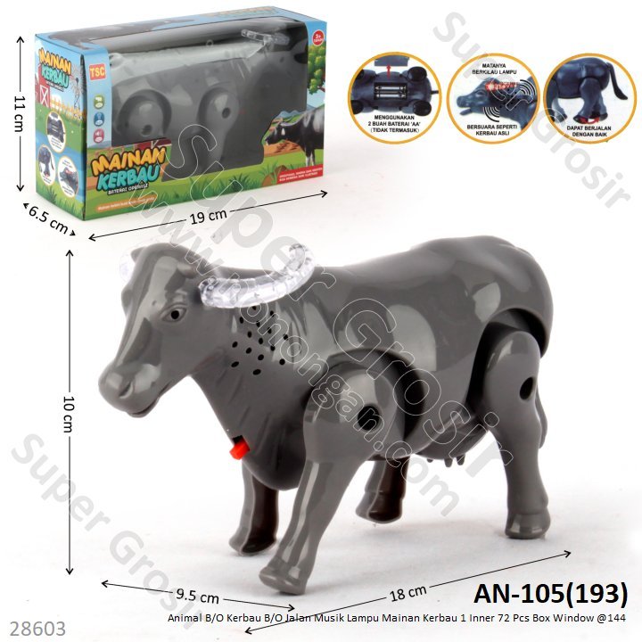 Mainan Animal B/O Kerbau Jalan Musik Lampu Mainan Kerbau