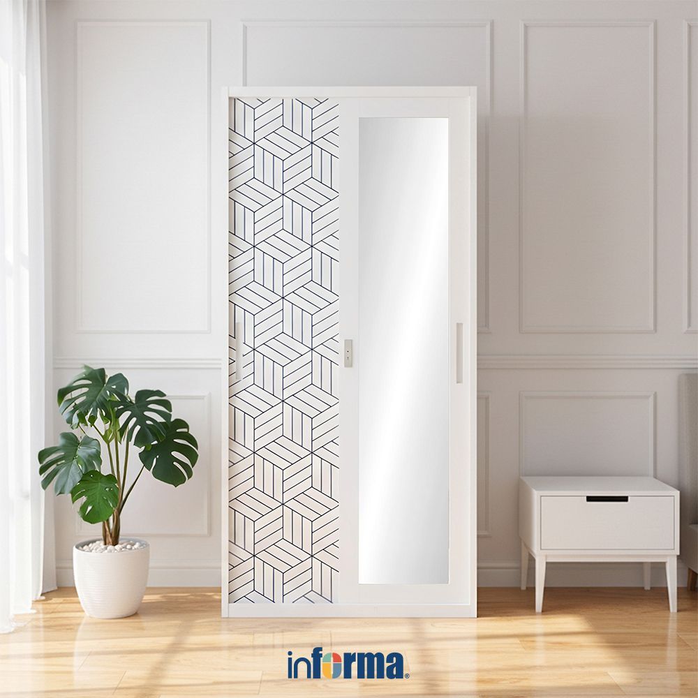 Informa Wilmer Lemari Pakaian 2 Pintu - Putih Wardrobe Storage Kabinet Tempat Simpan Baju Lemari Aes