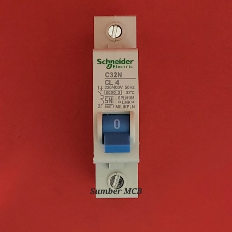 MCB Schneider Biru 1 Phase 2A 4A 6A 10A 16A 20A 25A 35A 50A Ampere