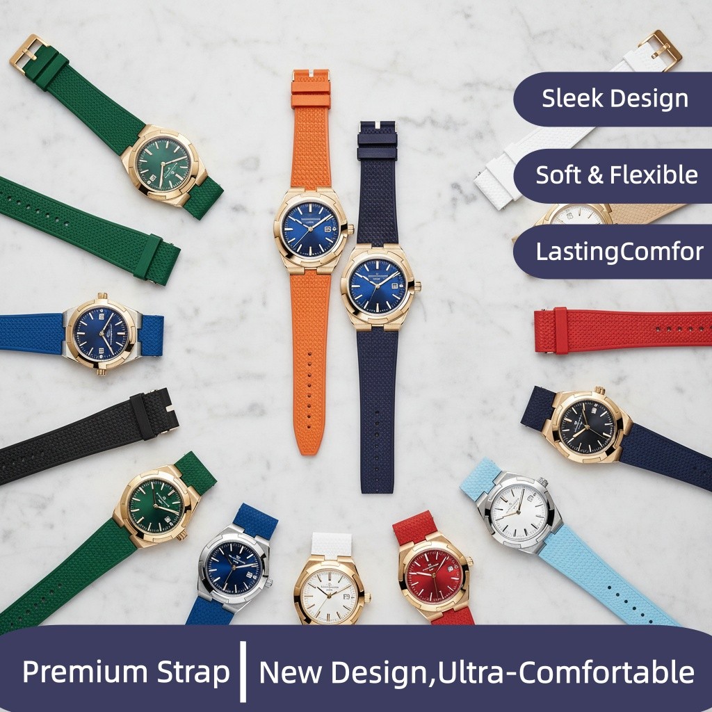 Quick Release Fluororubber Watch Strap 24mm for Vacheron Constantin Overseas 4500V 5500V 7900V Conve