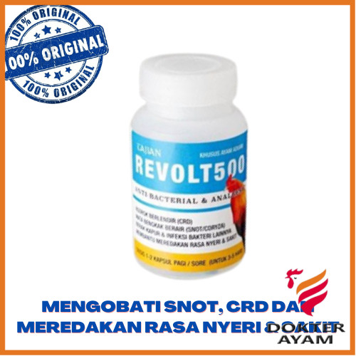 Revolt500 Obat Ayam Ngorok Snot Flu Pilek Berak Kapur Isi 15 Kapsul