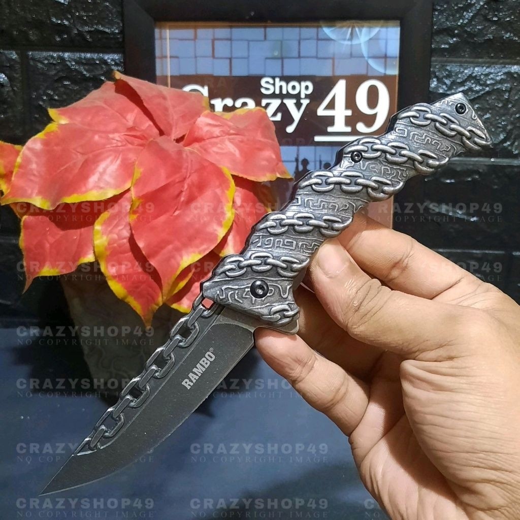 Pisau Survival Lipat Rambo EDC Outdoor / Pisau Tactical / Survival Kit