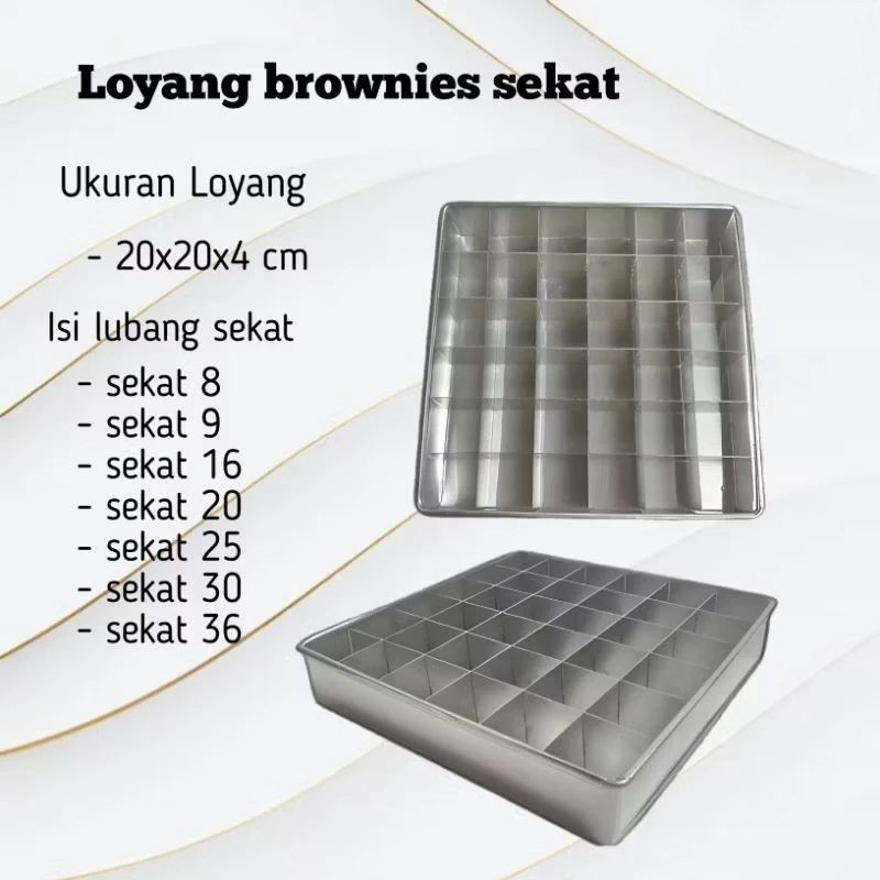 Loyang Sekat Brownies 20x20 Dan 22x22 Anti Lengket