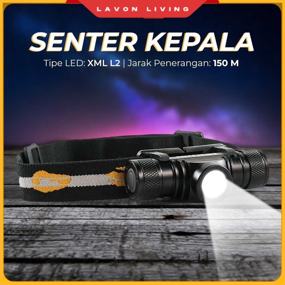 TAFFLED Senter Kepala Headlamp Headlight LED XML-L2 800 Lumens - D10-GCU2