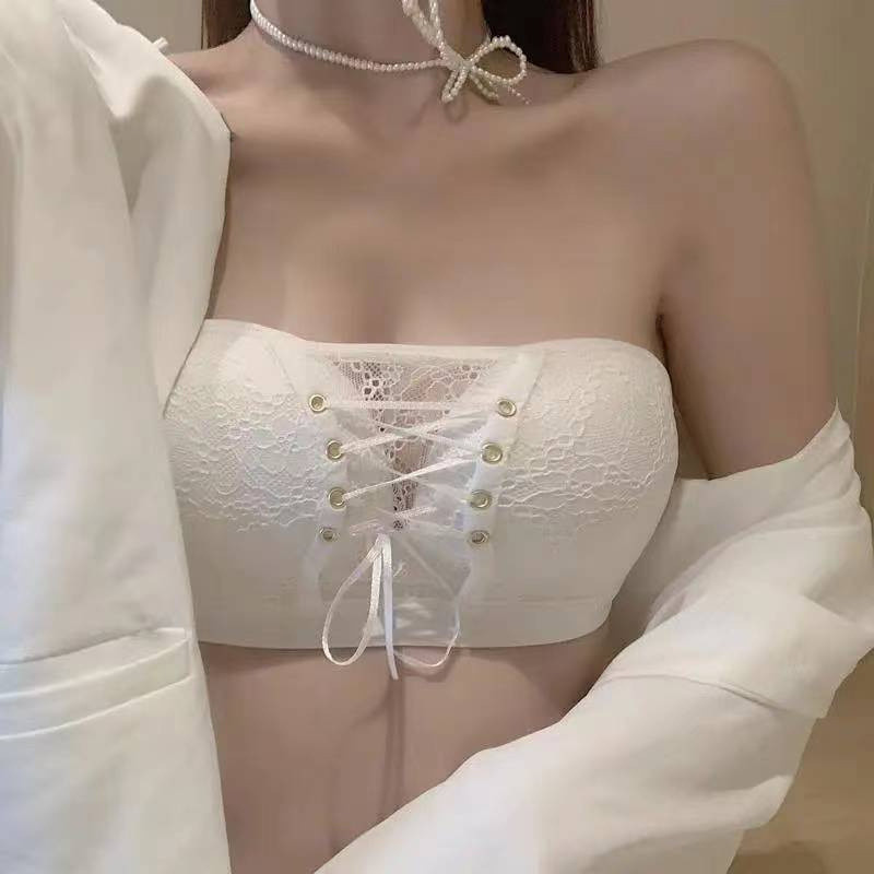 [Yunrouju] Bra strapless tanpa kabel, bra strapless, bra tak terlihat, bra Victoria renda girly