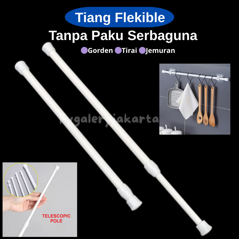 HL0770 Tiang Fleksibel Tiang Gorden Kolong Dapur Tiang Tanpa Paku Tiang Serbaguna untuk Gorden Lemar