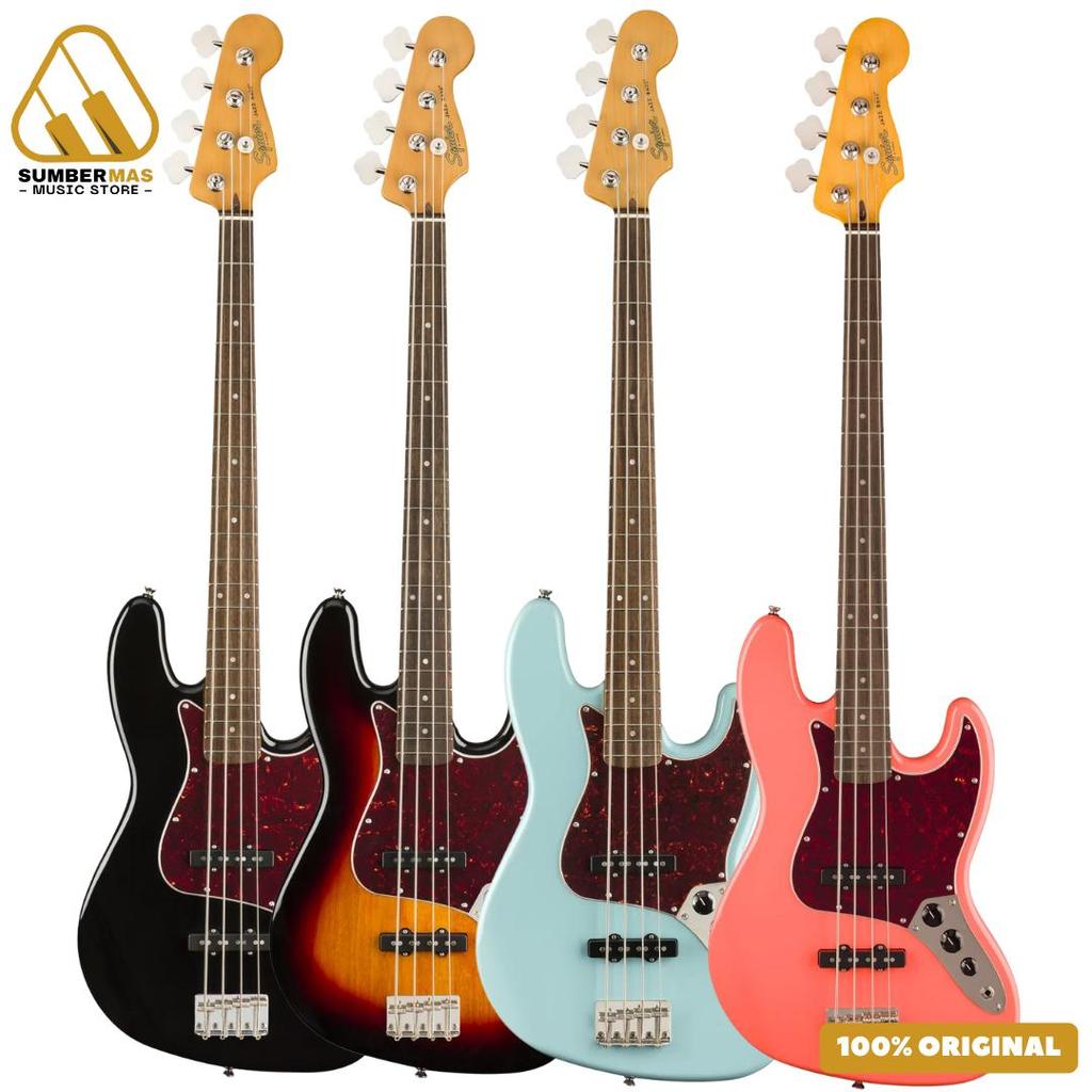 Squier Classic Vibe 60s Jazz Bass Guitar, Laurel FB - Bass Elektrik Original Asli