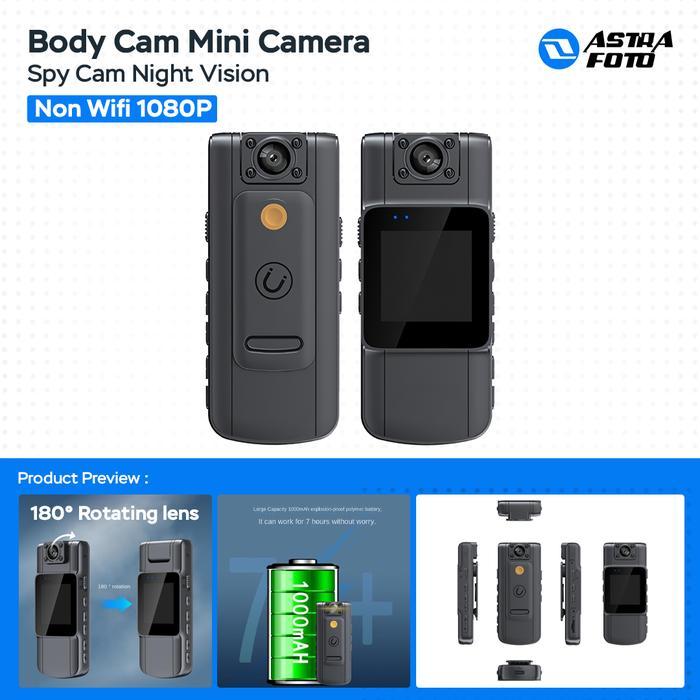 Body Cam Mini Camera Full HD 1080p Bodycam Kamera Tersembunyi Spy Cam Nht Vision - Non Wifi 1080P