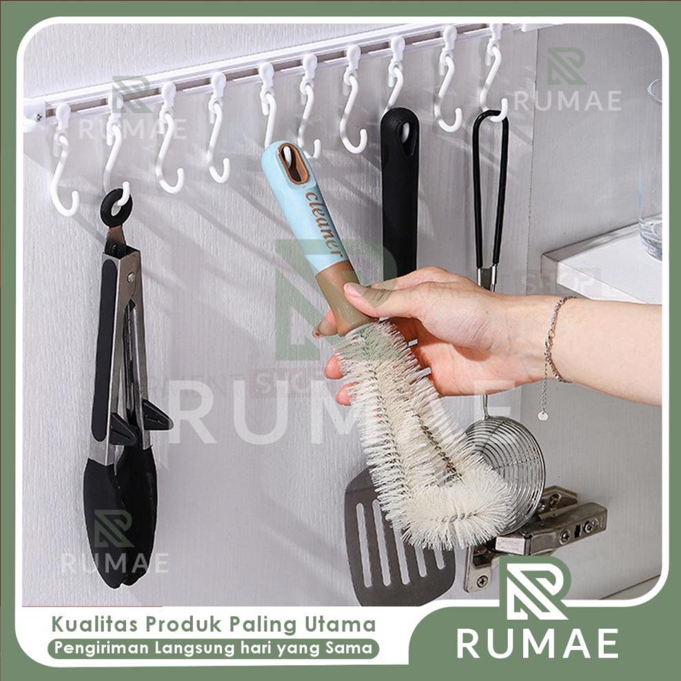 RUMAE Rak Tempel Geser Sliding Hook Bawah Lemari Kabinet Organizer Gantungan Spatula Sutil Dapur Tan