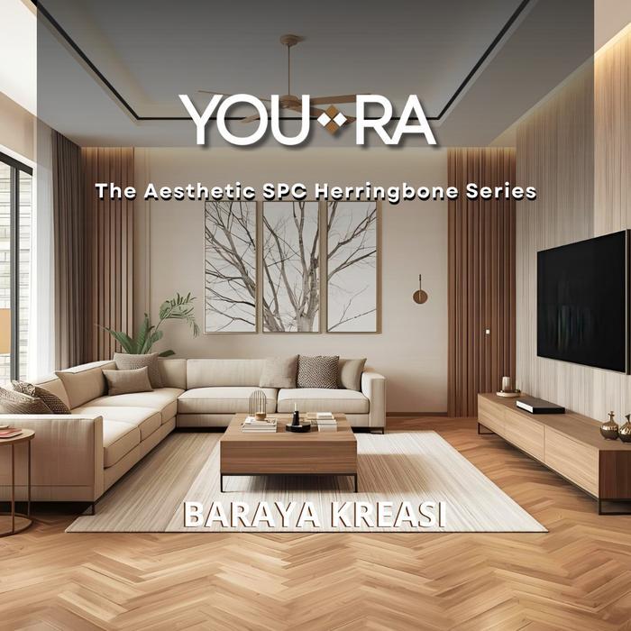 YOURA LANTAI SPC 5,5MM HERRINGBONE MOTIF KAYU PARKET - Artic Pine