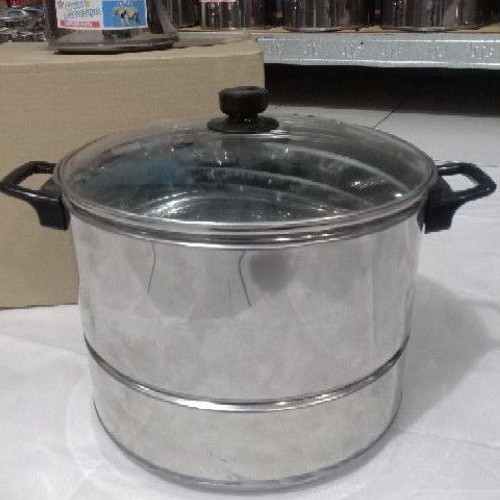 Dandang Nasi Tutup Kaca Stainless Steel 24/26