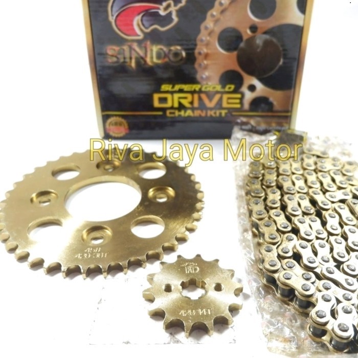 Gear Paket / Gir Set + Rantai Blade Revo Supra X FIt Lama New Karisma Absolute 125 Model SSS Gold