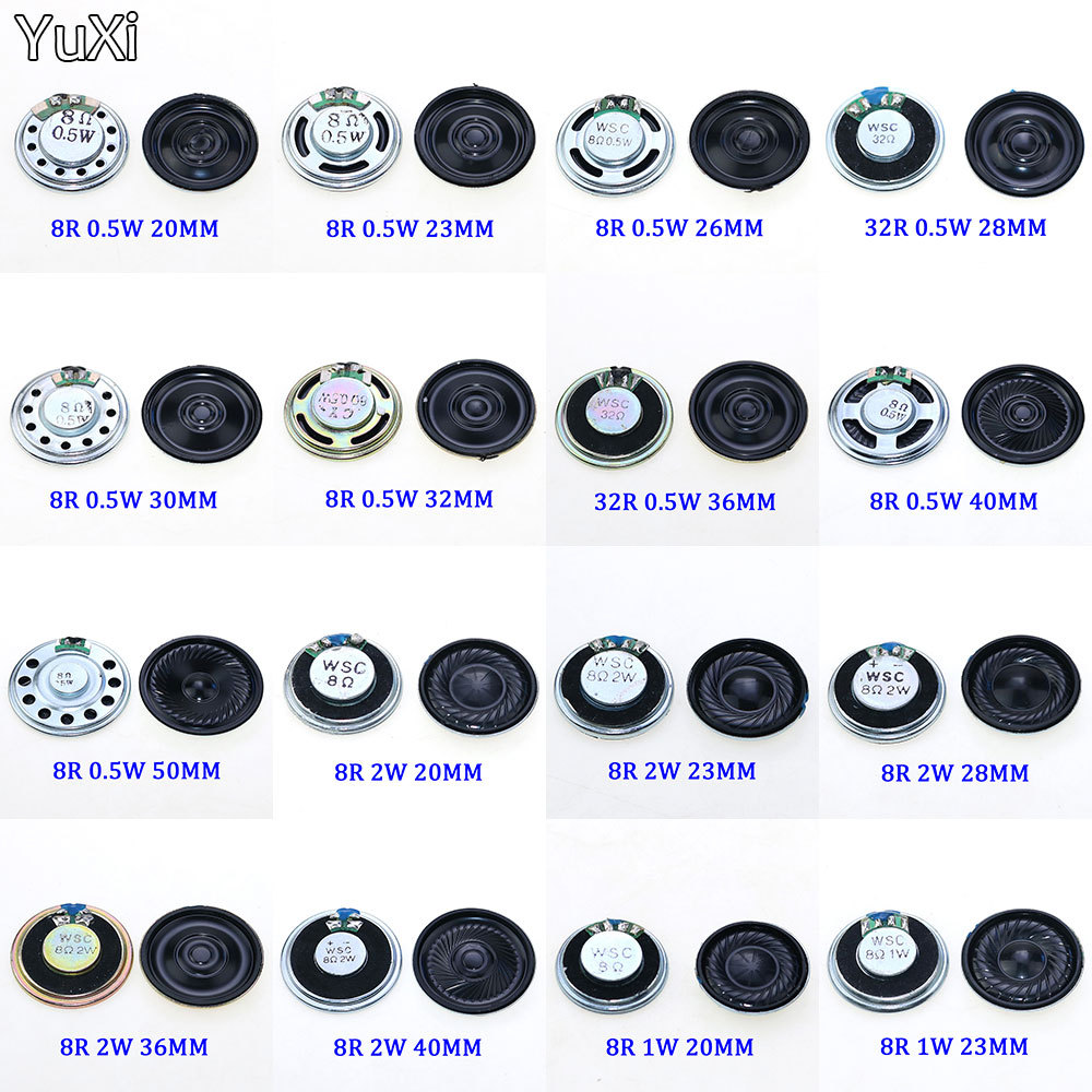 0.5W 1W 2W 8R 32R Mini Speaker 8 Ohm 32 Ohm Loud Speaker Diameter 20mm 23mm 26mm 28mm 30mm 32mm 36mm