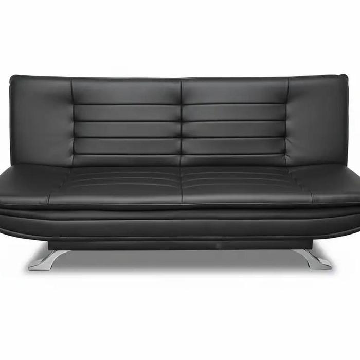 Dekoruma KUMO Sofa Bed Kain / Sofa Bed Bahan Kain Motif & Kulit / Sofa Bed Santai - Kulit - Hitam