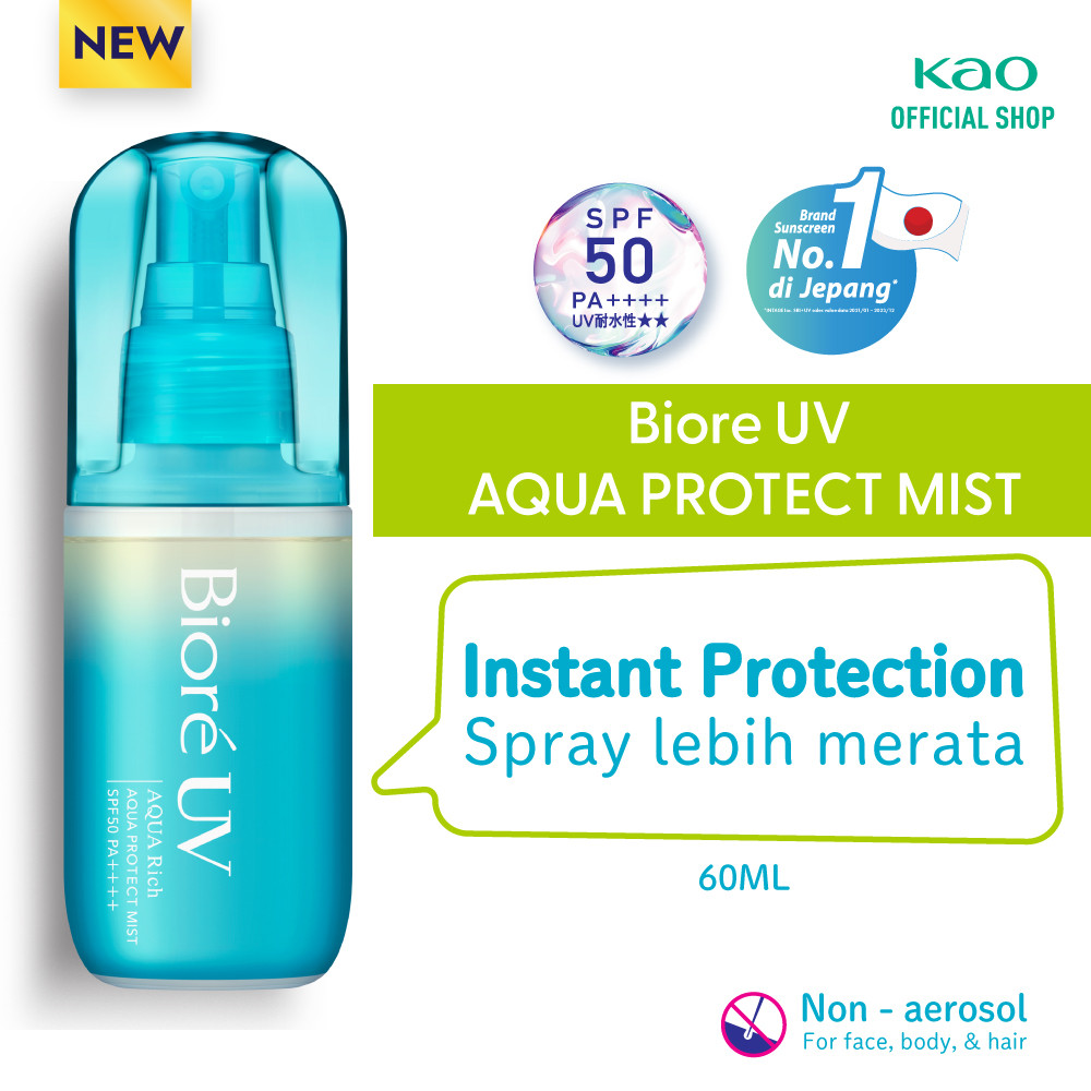 Biore UV Aqua Rich Skincare Sunscreen 60ML Aqua Protect Mist 60ML SPF 50 PA++++