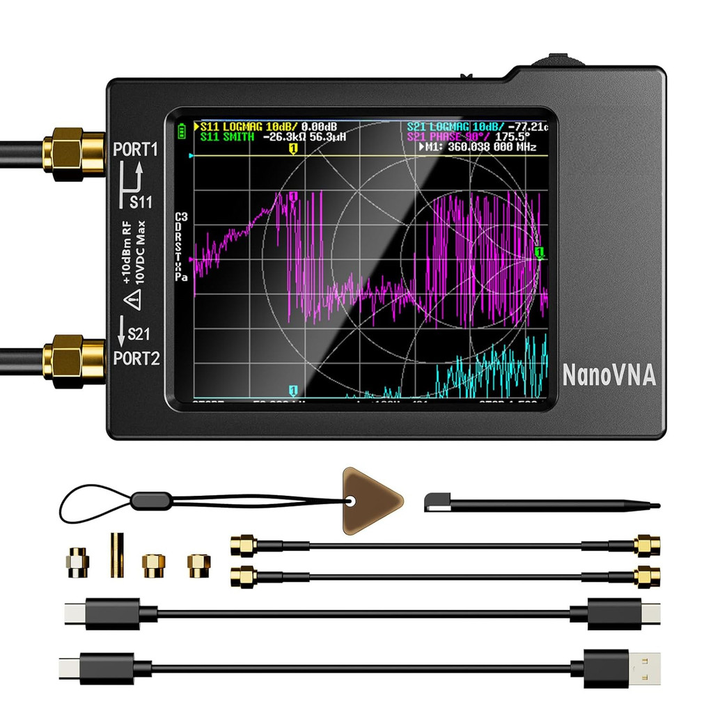 New NanoVNAH Vector Network Antenna Analyzer 28 splay 10KHz15GHz MF HF VHF UHF SWR With SD Card Slot