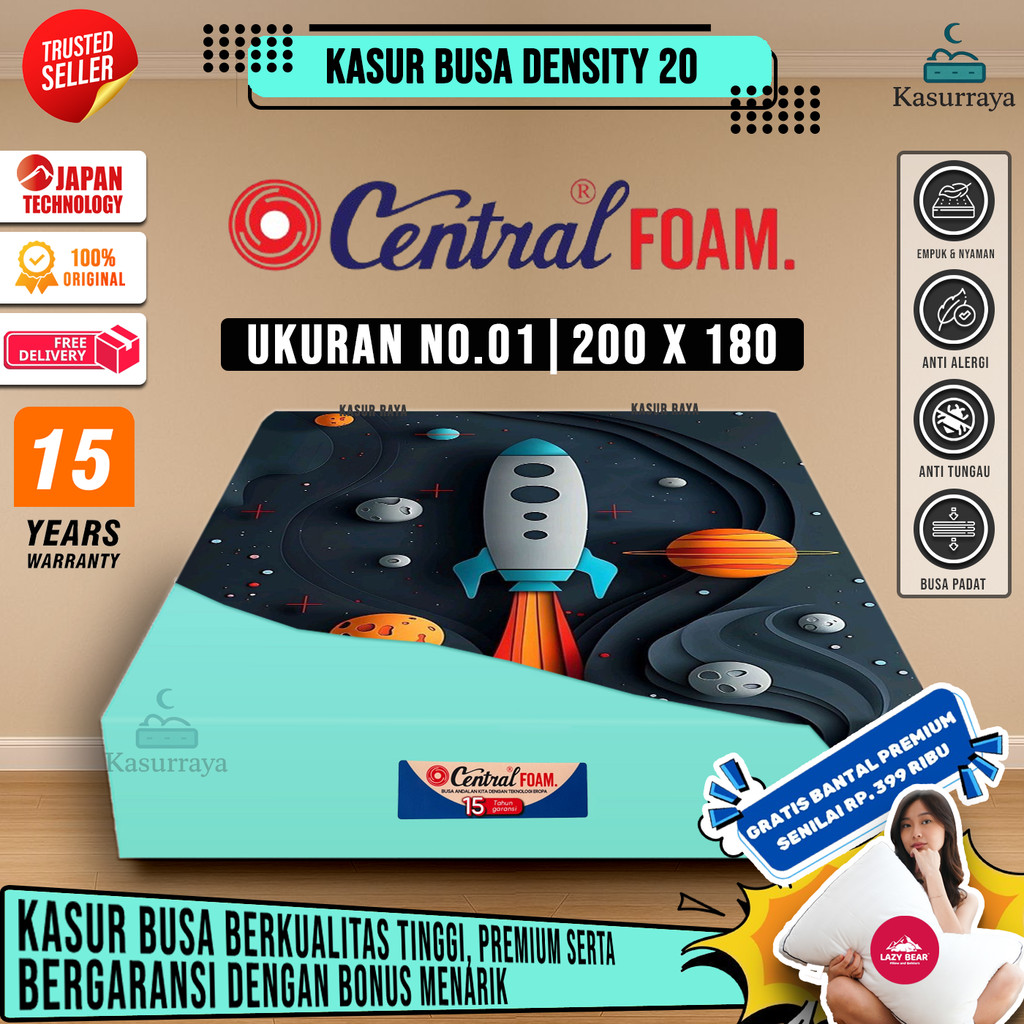[200X180] Kasur Busa Central Foam D20 Garansi 15 Tahun Busa Berkualitas Dan Tahan Kempis Original