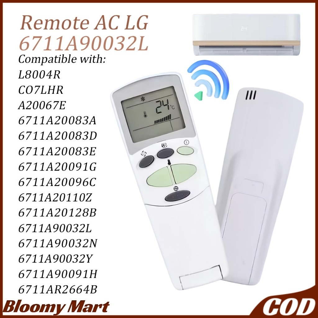 Remot Remote AC LG Jet Cool Plasma | LG Aircon Remote Control Replacement for A20067E CO7LHR L8004R 