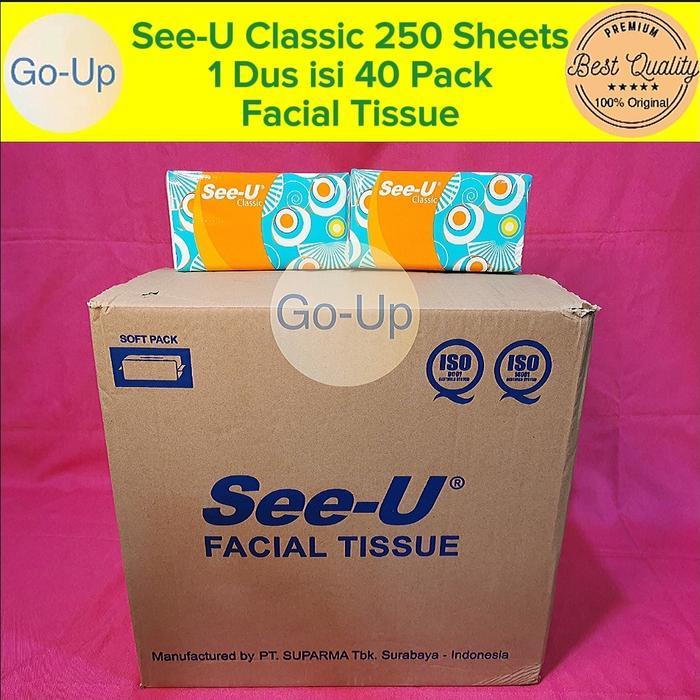 [1 Dus = 40 Pack] Tisu See-U Classic Facial Tissue 250 Sheets 2 Ply Murah Grosir