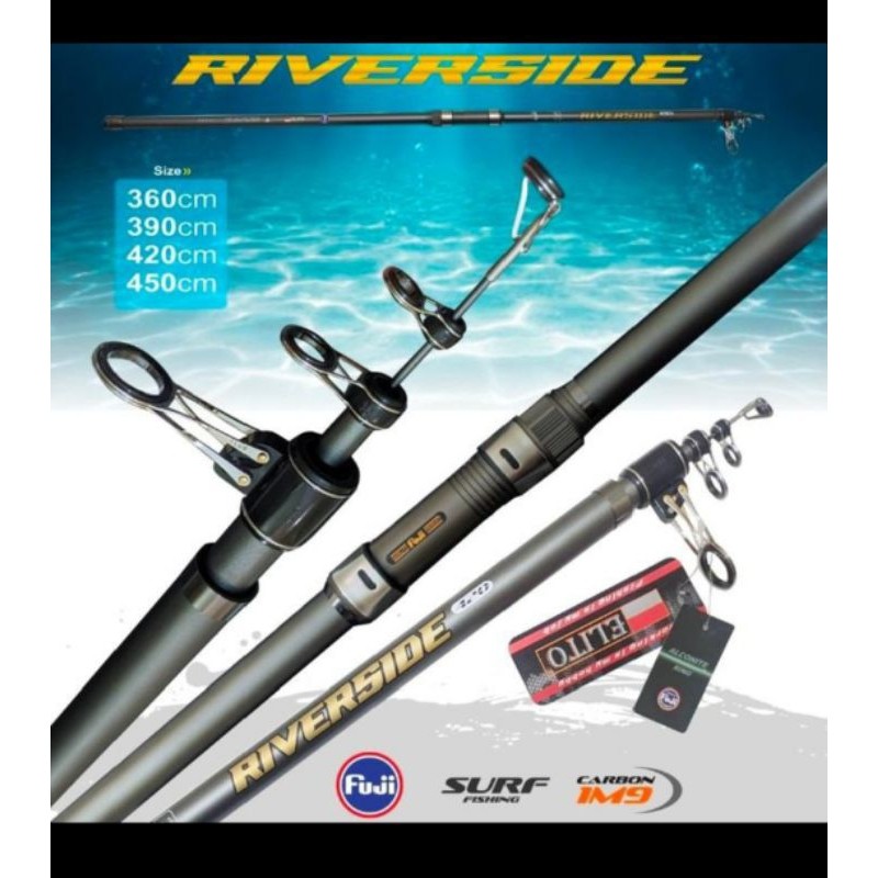 BISAN (COD) joran surf elito riverside carbon im9 reel set dan ring full Fuji p390/p420/p450