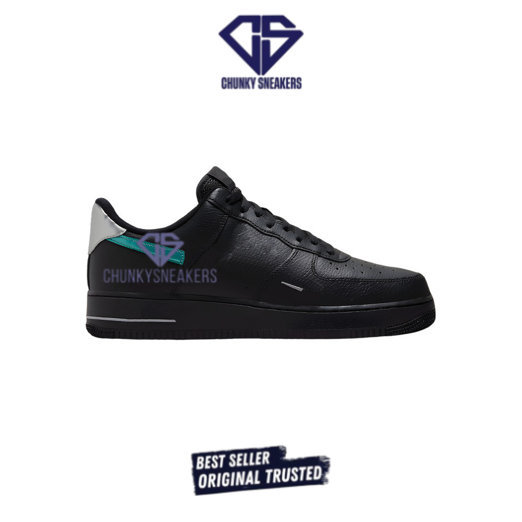 Sepatu Nike Air Force 1 Black Wolf Grey 100% Original BNIB