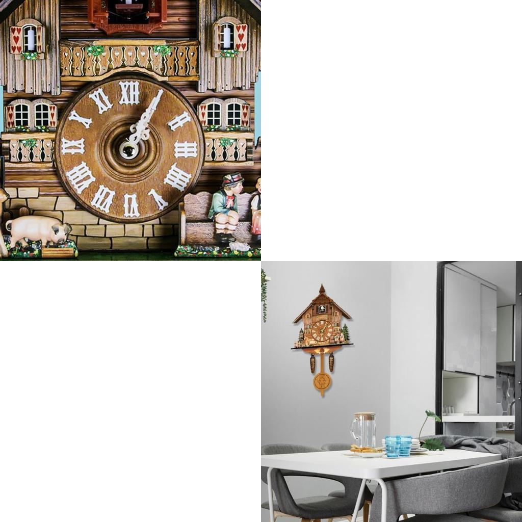 Wooden Wall Clock Cuckoo Antique Pendulum Hanging Handcraft Swing Alarm Watch
