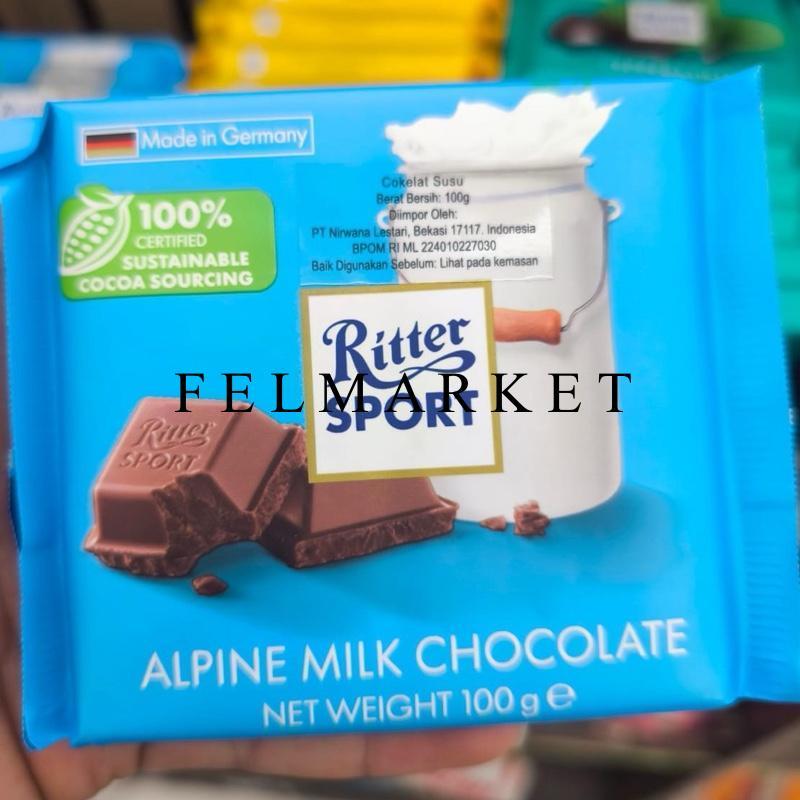 Ritter Sport Alpine Milk Chocolate  / Cokelat Ritter  / 100 gr