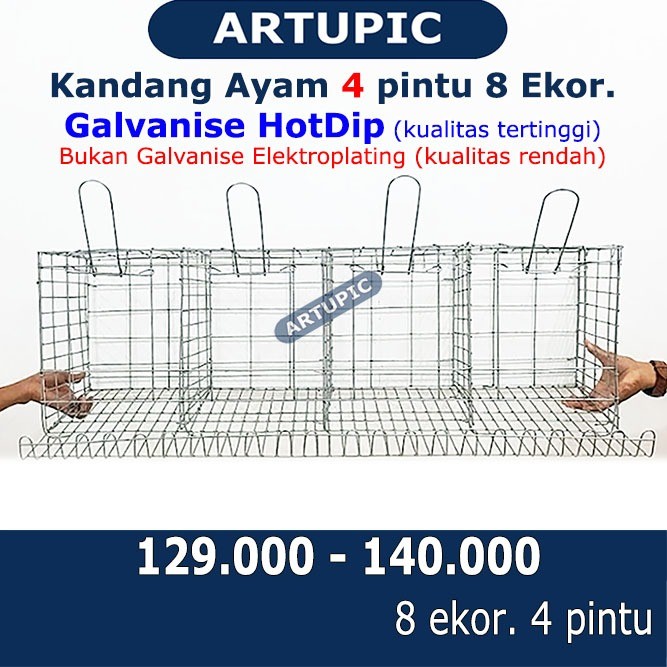 Kandang Ayam 4 Pintu Baterai Petelur Galvanis Kawat Layer Artupic